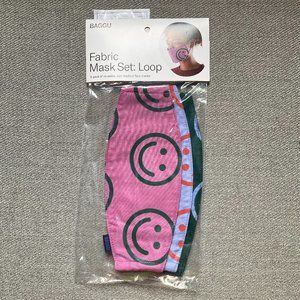 NWT BAGGU Fabric Mask: Loops, Set of 3, Smiley prints